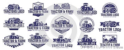 Collection of Tractor and farm logo template, vector set, vector pack Vector Illustration