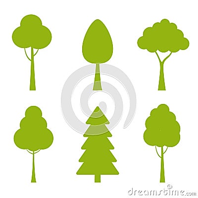 Collection of trees illustrations. Can be used to illustrate any nature or healthy lifestyle topic. Vector Illustration