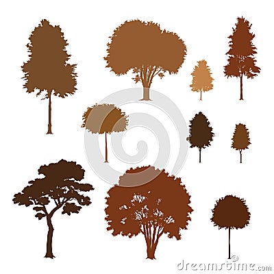 Collection of trees silhouettes Vector Illustration