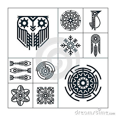 collection of tribal tattoos. Vector illustration decorative design Vector Illustration