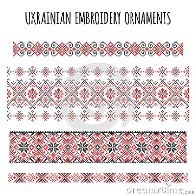 Ukrainian embroidery ornaments set Vector Illustration