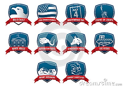 Collection of USA labels. Vector illustration decorative design Vector Illustration