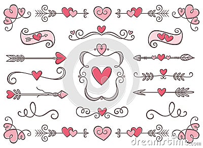 Collection of Valentine Day ornaments Vector Illustration