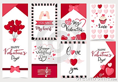 Collection of valentineâ€™s day background set with heart,cupcake,balloon.Editable vector illustration for website, invitation, Vector Illustration