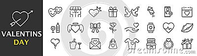 Collection of valentins day, celebrate icons. Simple black symbols. Vector illustration. EPS 10 Vector Illustration