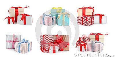 Collection of various gift boxes Stock Photo