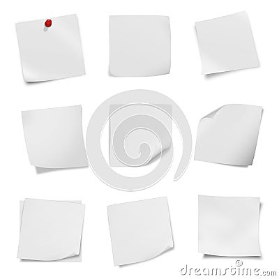 Collection of various leaflet blank white paper on white background. Stock Photo