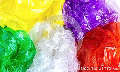 Collection of various plastic bags. Background Stock Photo