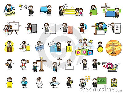 Collection of Various Priest Monk Character - Set of Concepts Vector illustrations Vector Illustration
