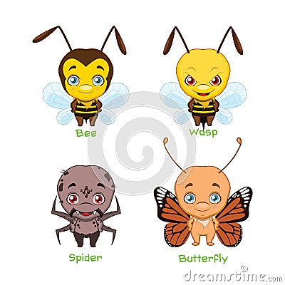 Set of various insects Vector Illustration
