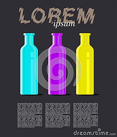 Collection of vector bottles on white background. Vector Illustration