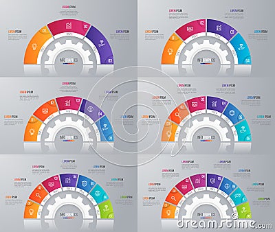 Collection of vector circle chart templates for infographics Vector Illustration