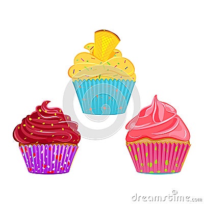 Collection of vector cupcakes Vector Illustration