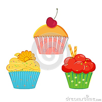 Collection of vector cupcakes Vector Illustration