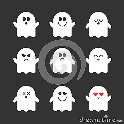 Collection of vector cute ghosts Vector Illustration