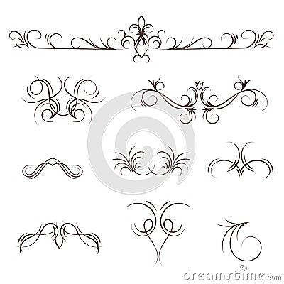 A collection of vector decorative monograms and a calligraphic borders. Vector Illustration