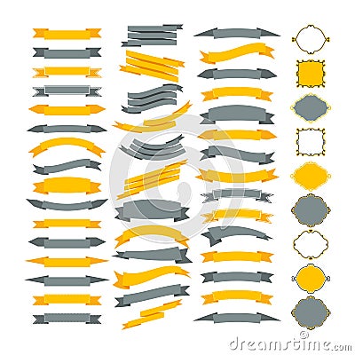 Collection of vector design elements. Big set of frames and ribbons. Designers collection Vector Illustration