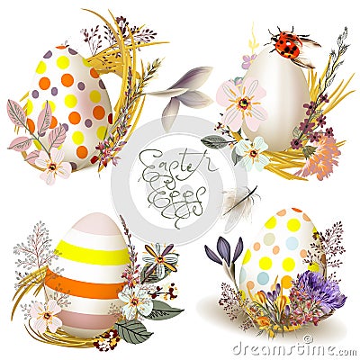 Collection of vector Easter eggs Stock Photo