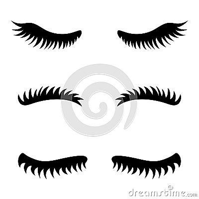 Collection of vector eyelashes. Cute lashes Vector Illustration