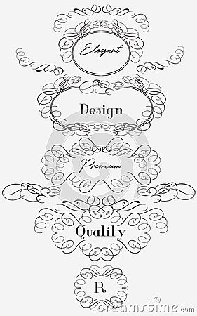 Collection of vector filigree calligraphic Stock Photo