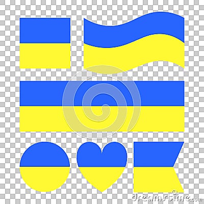 Collection of vector flags of Ukraine. National symbol Cartoon Illustration