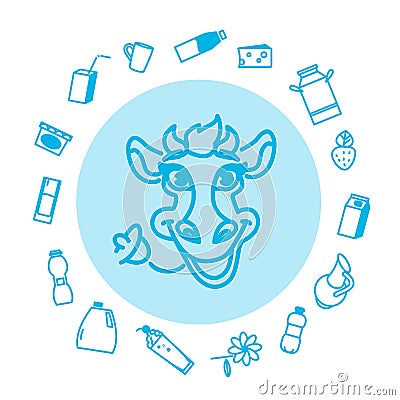 Collection of vector flat milk icons. Vector Illustration