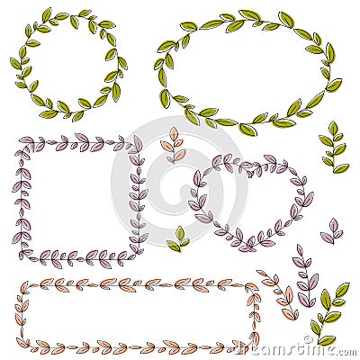Collection of vector floral frames and design elements Vector Illustration