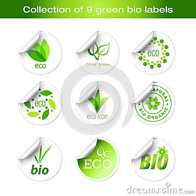 Collection of vector green stickers Vector Illustration