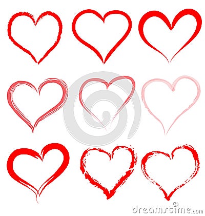 Heart love red hearts outline vector hand drawn draw drawing background white valentine day valentines cartoon clipart brush pink Vector Illustration