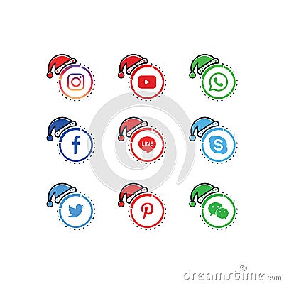 Collection of vector icons for social media icons, popular Christmas and New Year themes Editorial Stock Photo