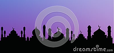 Silhouette of Arabic architecture featuring a mosque roof Vector Illustration