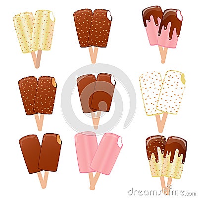 Collection of vector illustrations of ice cream Vector Illustration