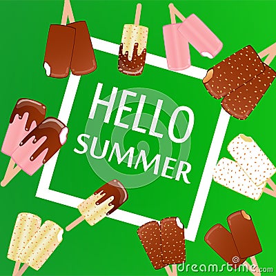 Collection of vector illustrations of ice cream Vector Illustration