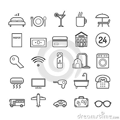 Set of vector line hotel icons for web design and decoration Vector Illustration