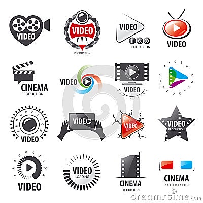 Collection of vector logos for video production Vector Illustration