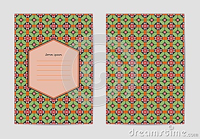 Collection of vector templates with patterns. Portuguese tiles background. Realistic vector illustration of Azulejo Vector Illustration