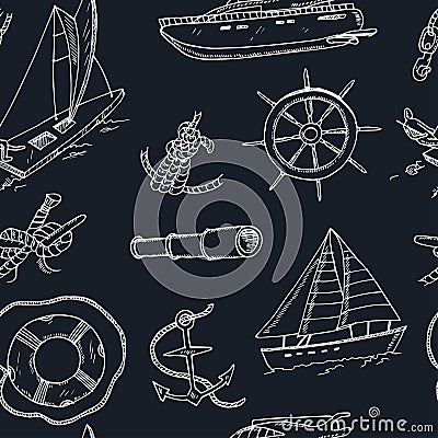 Collection of vector yachting doodle icons. objects. Vector Illustration