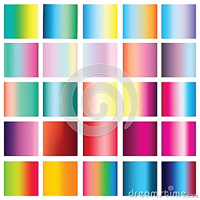 Collection of 25 vertical colorful gradients. Vector Illustration