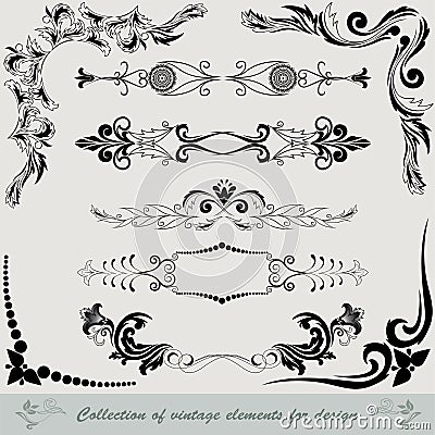 Collection of vintage elements Vector Illustration