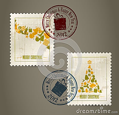 Collection of vintage postage stamps Vector Illustration