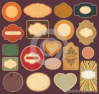 Collection: vintage and retro labels Vector Illustration