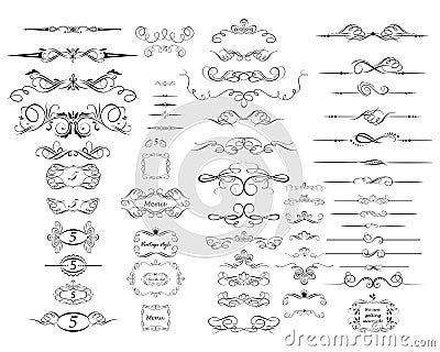 Collection of vintage rulers and dividers Vector Illustration