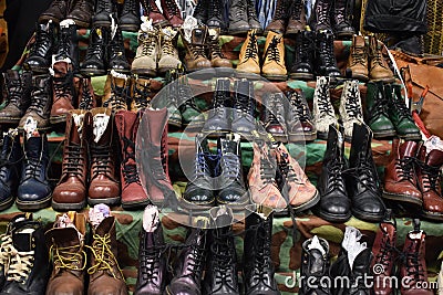 Collection of vintage shoes, Dr. Martens Editorial Stock Photo