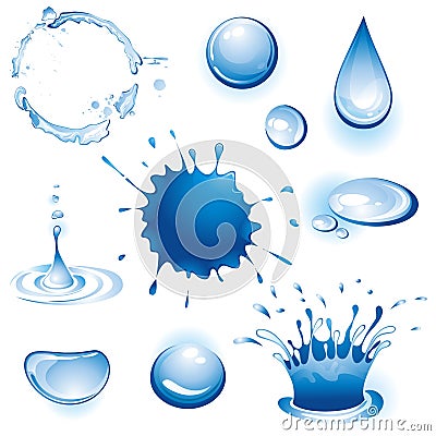 Collection of water elements. Vector Illustration