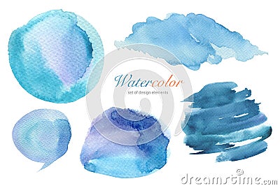 Collection of watercolor painted design elements background Stock Photo