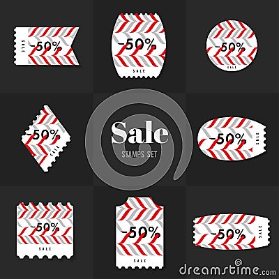 Collection wave line postage stamp Vector Illustration