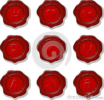 Collection of wax seals Vector Illustration