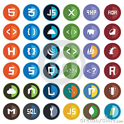 Collection of web development shield signs - html5 Vector Illustration