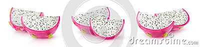 Collection of white fleshed dragon fruit slices Stock Photo