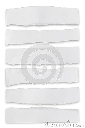 Collection of white paper tear isolated on white Stock Photo